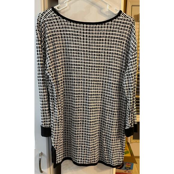 Anne Klein Women's Geometric Shapes White Black Tunic Side Split Small - Picture 6 of 6